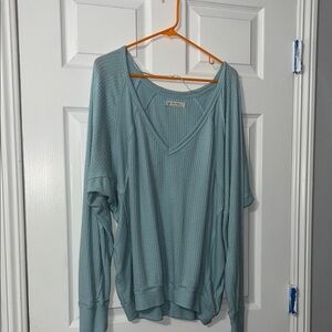 We The Free Sky Blue Textured Knit Top